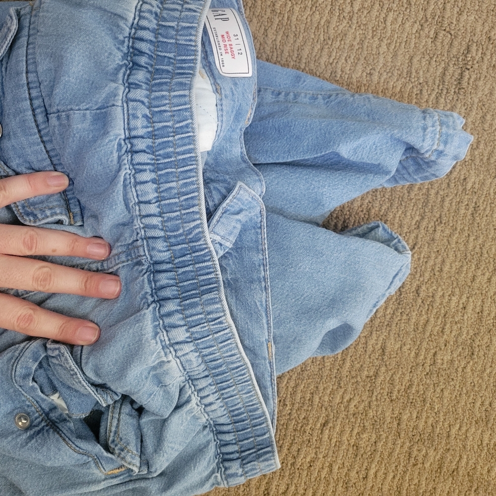 Gap Mid Rise Wide Leg Baggy Cargo Light Jeans, Size 31/12 Loose Fit Pockets. - Picture 5 of 16